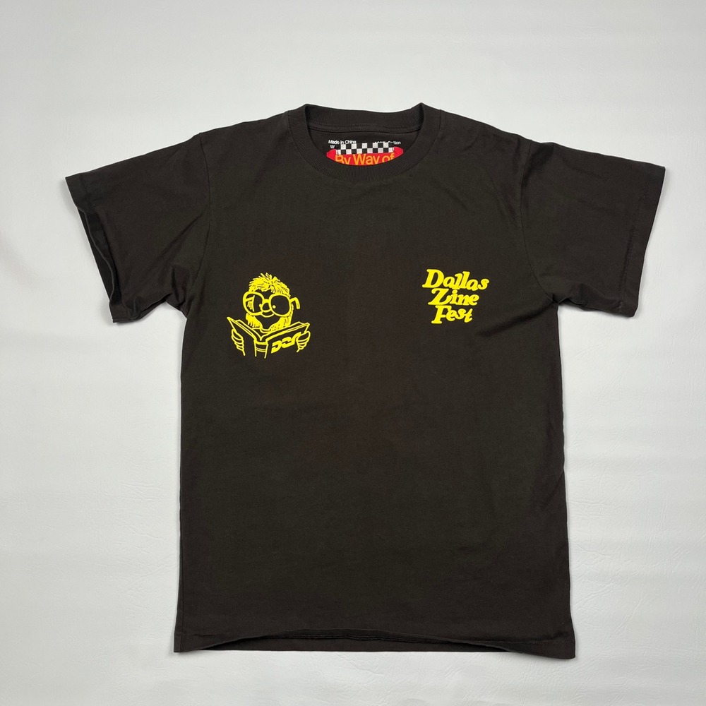 By Way of Dallas Zine Fest T-Shirt Mens Medium Brown Graphic Nature Eagle Wolf